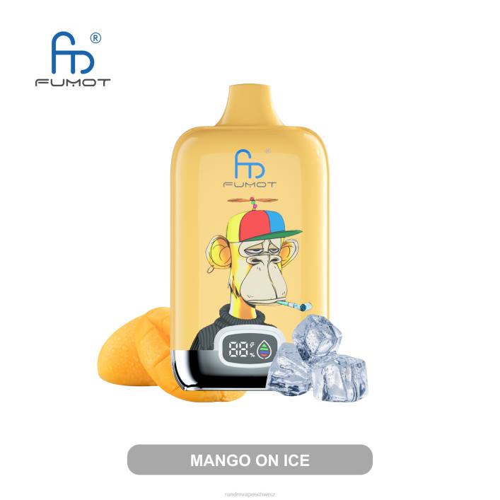 RandM Vape Kaufen | Fumot Original RandM Digital Box 00P212 12000-Akku und Liquid-Display-Vape-Gerät Mango auf Eis